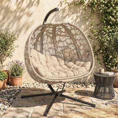 Outsunny Poltrona Sospesa 2 Posti con 2 Tasche Portaoggetti