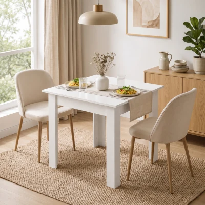 HOMCOM Modern Square Dining Table Wood Effect White