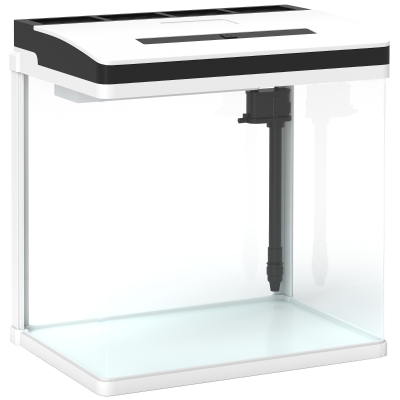 PawHut 13L Glass Aquarium Fish Tank with Filter, LED Lighting, for Betta, Guppy, Mini Parrot Fish, Shrimp, 29 x 20 x 30.5cm