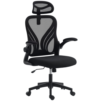 HOMCOM Sedia da Ufficio Ergonomica con Braccioli Ribaltabili