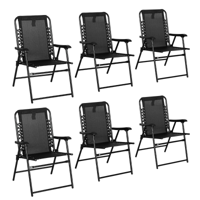 Outsunny 6 Pcs Patio Folding Chairs Steel Frame Black
