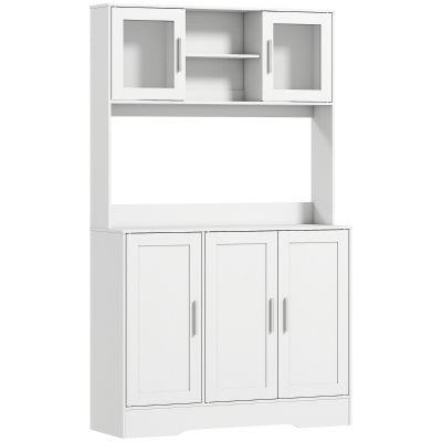 HOMCOM Mobile Dispensa Alto con 4 Armadietti e 2 Ripiani Bianco