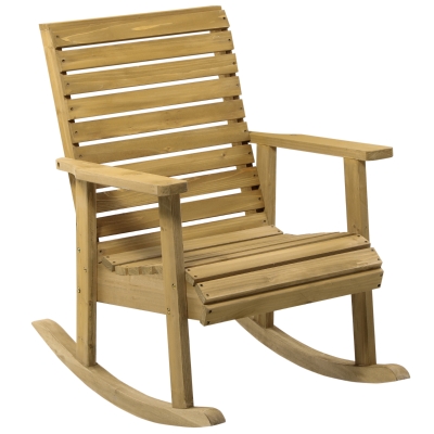 Outsunny Gartenstuhl, Schaukelfunktion, breiter Sitz und Rücklehne, Naturholz, 64 x 86 x 85 cm