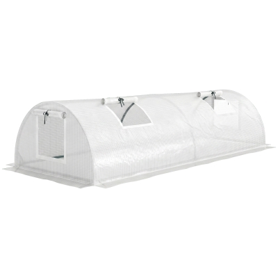 Outsunny Estufa de Cobertura Mini Túnel com Janela em Rede Resistente a UV Película Plástica 200x80x45 cm Branco