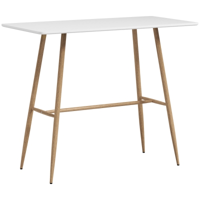 HOMCOM Table Bar Rectangulaire 4 Pers Acier Blanc 120x60cm