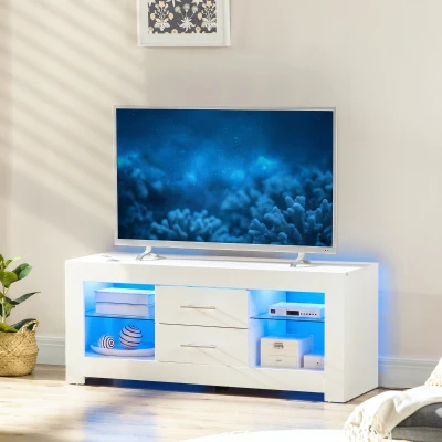 HOMCOM Mobile Porta TV 55" con Luci LED 12 Colori e Telecomando