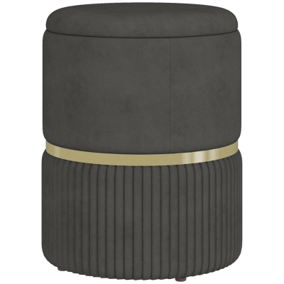 HOMCOM Pouf Contenitore 120 kg max in Poliestere Vellutato Grigio