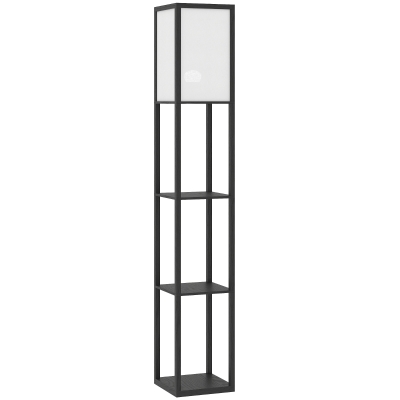 HOMCOM Stehlampe mit 3 Regalen, Stehleuchte mit E27 Fassung, 26 x 26 x 160 cm, für Wohn-/Schlafzimmer (Ohne Glühbirne)