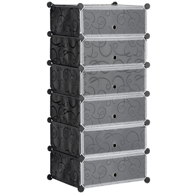 HOMCOM Meuble à Chaussures Modulable 6 Cubes Empilables Noir