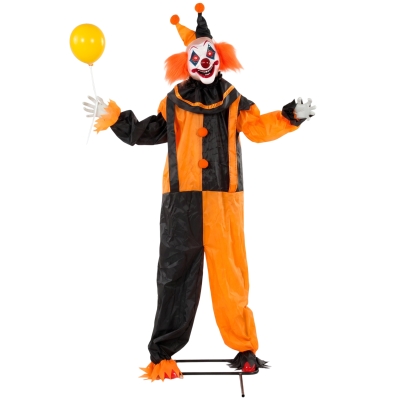 HOMCOM Life Size Animated Clown Halloween Decor 190cm