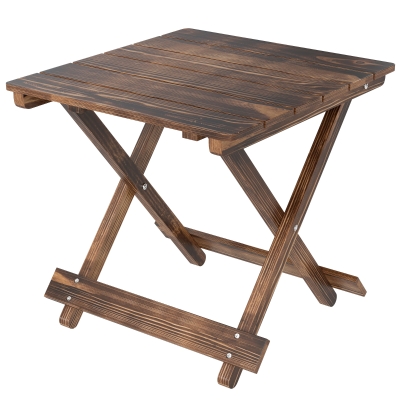 Outsunny Fir Wood Folding Coffee Table Portable Garden Balcony