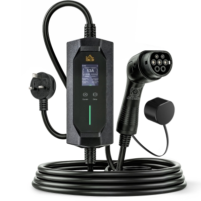 HOMCOM EV Charger Type 2 10m 2.8kW Time Delay Black