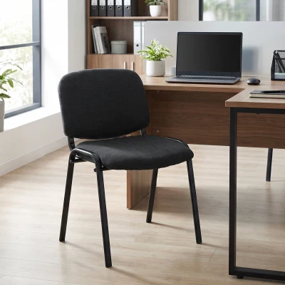 HOMCOM Stackable Office Chair Ergonomic Padded Seat Black