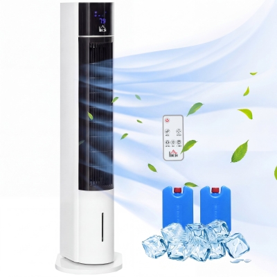 HOMCOM Enfriador de Aire Bajo Consumo 3 en1 Oscilante Humificador con 3L Control Remoto Pantalla LED 3 Velocidades 3 Modos y Temporizador 12h Climatizador Evaporativo Torre 33x26x105 cm Blanco