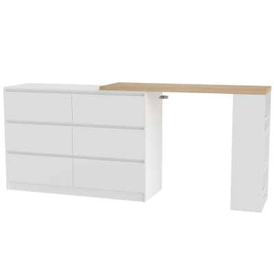 HOMCOM Vanity Dressing Table 6 Drawers 3-Tier Shelf White