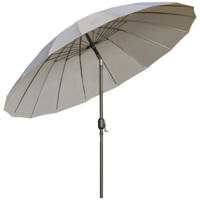 Outsunny Sombrilla de Jardín Ø250x240 cm con Manivela Parasol con Ángulo Inclinable con 18 Varillas para Exterior Gris Claro