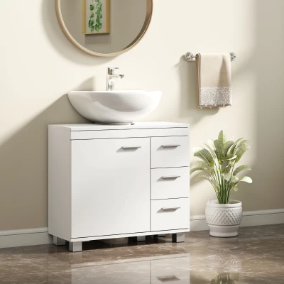 HOMCOM Mobile Sottolavabo Bagno con Armadietto e Cassetti, Bianco