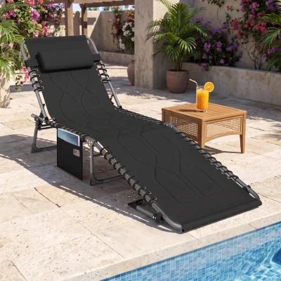 Outsunny Sdraio da giardino 188cm x 57cm x 30cm Nero