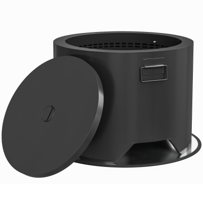 Outsunny Round Fire Pit with Lid and Poker - Black