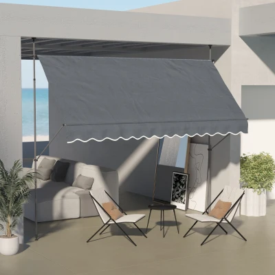 Outsunny Store Banne Rétractable 3,5m Métal Alu Polyester Gris