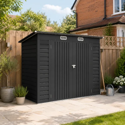 Outsunny Galvanised Steel Shed Grey 3.7x7.9ft