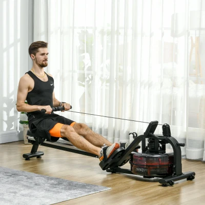 SPORTNOW Remador de água para apartamento remador de apartamento dobrável 6 níveis de resistência ecrã LCD multifuncional aço PC preto