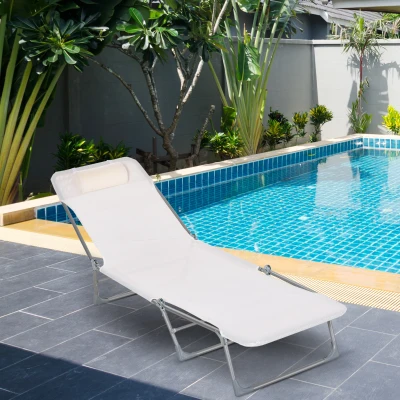 Outsunny Sdraio da Giardino Pieghevole e Reclinabile color Crema