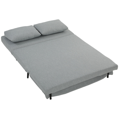 HOMCOM Divano Letto Effetto Lino con 2 Cuscini Grigio Chiaro
