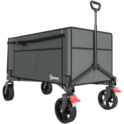 Outsunny Folding Trolley Cart 150L Adjustable Grey