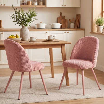 HOMCOM Set 2 Sillas de Comedor en Terciopelo con Asiento Acolchado, Rosa