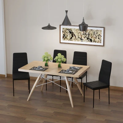 HOMCOM Set 4 Chaises Modernes Métal Tissu Noir Salle à Manger