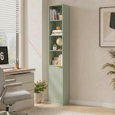 HOMCOM 6-Tier Storage Cabinet Adjustable Shelf Light Green