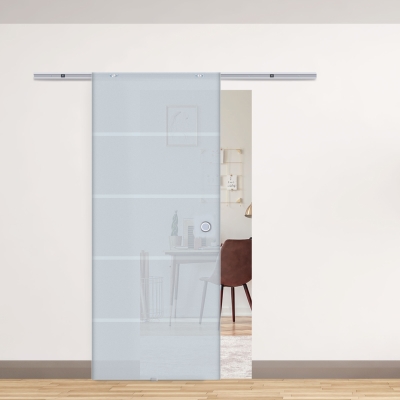 HOMCOM Porta de correr em vidro Porta interior semi-fosca 900 x 2050 mm