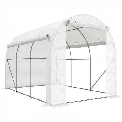 Outsunny Serre 6m² 3x2m avec Porte, Fenêtres, Blanc