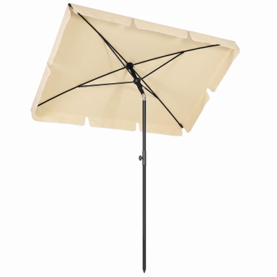 Outsunny Ombrellone da Giardino 2x1.3x2.5 m Regolabile Beige