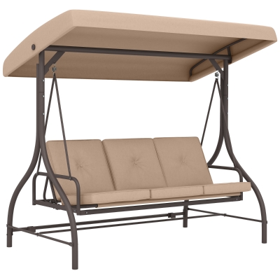 Outsunny Balancelle Jardin 3 Places Confort Kaki