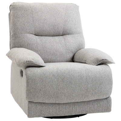 HOMCOM Relaxsessel mit Liegefunktion, Fußstütze, bis 160 kg, 89x98x101cm, Hellgrau