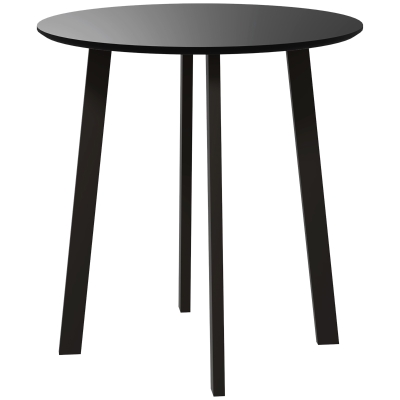 HOMCOM Esstisch für 2 Personen, weiße Tischplatte, Metallbeine mit Fußkappen, Ø72 x 75H cm, Schwarz