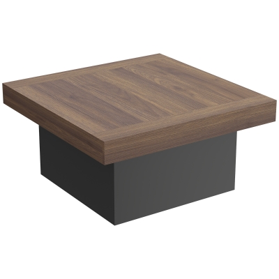 HOMCOM Table Basse Carrée LED 16 Couleurs Noyer 90x90x45cm Moderne