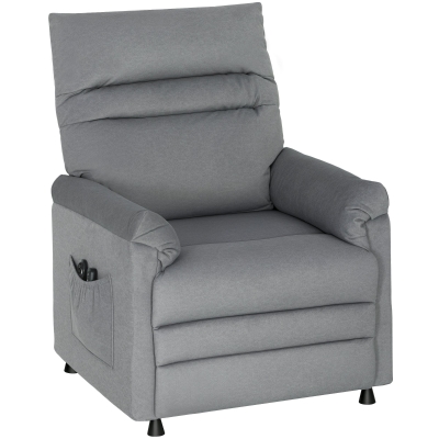 HOMCOM Relaxsessel, Fernsehsessel mit Liegefunktion, Lendenheizung, 2 Fernbedienungen, USB-Anschluss, Leisem Motor, Grau