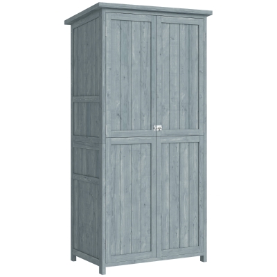 Outsunny Armadio da Esterno con Tetto Impermeabile, Grigio