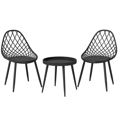 Outsunny 3-Piece Bistro Set Chairs Table Outdoor Black