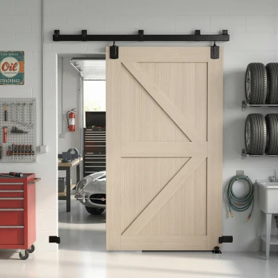 HOMCOM Schwerlast Schiebetür-Hardware-Set 183 cm Schwarz für Einzeltüren