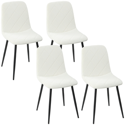 HOMCOM Lot de 4 Chaises Salle à Manger Velours Crème Acier