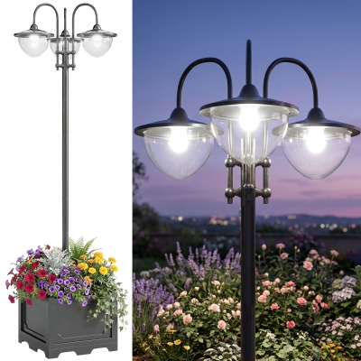 Outsunny Farol Solar de Jardín con 18 Luces LED Blanca Fría 6000K IP44 para Camino Terraza Patio 60x55x189 cm Negro