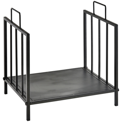 Suport pentru lemne de foc, greutate maximă 25kg, din metal, cu 2 mânere, negru