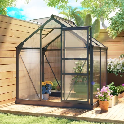 Outsunny Serre Polycarbonate UV+ Gris 190x132cm