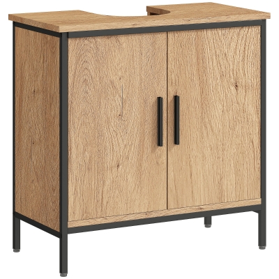 HOMCOM Meuble Sous Lavabo Moderne Chêne 60x30x60 cm 2 Portes
