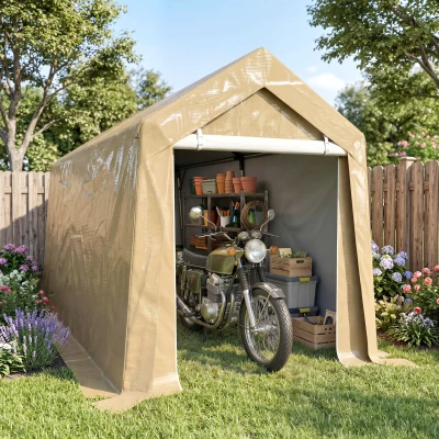 Outsunny Abri de Jardin Portable 2x3,6m Acier Beige