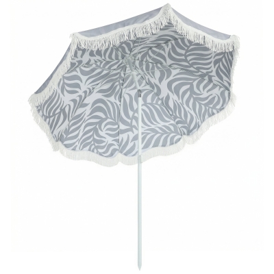 Outsunny Portable Beach Parasol Tilting 1.8m Light Grey